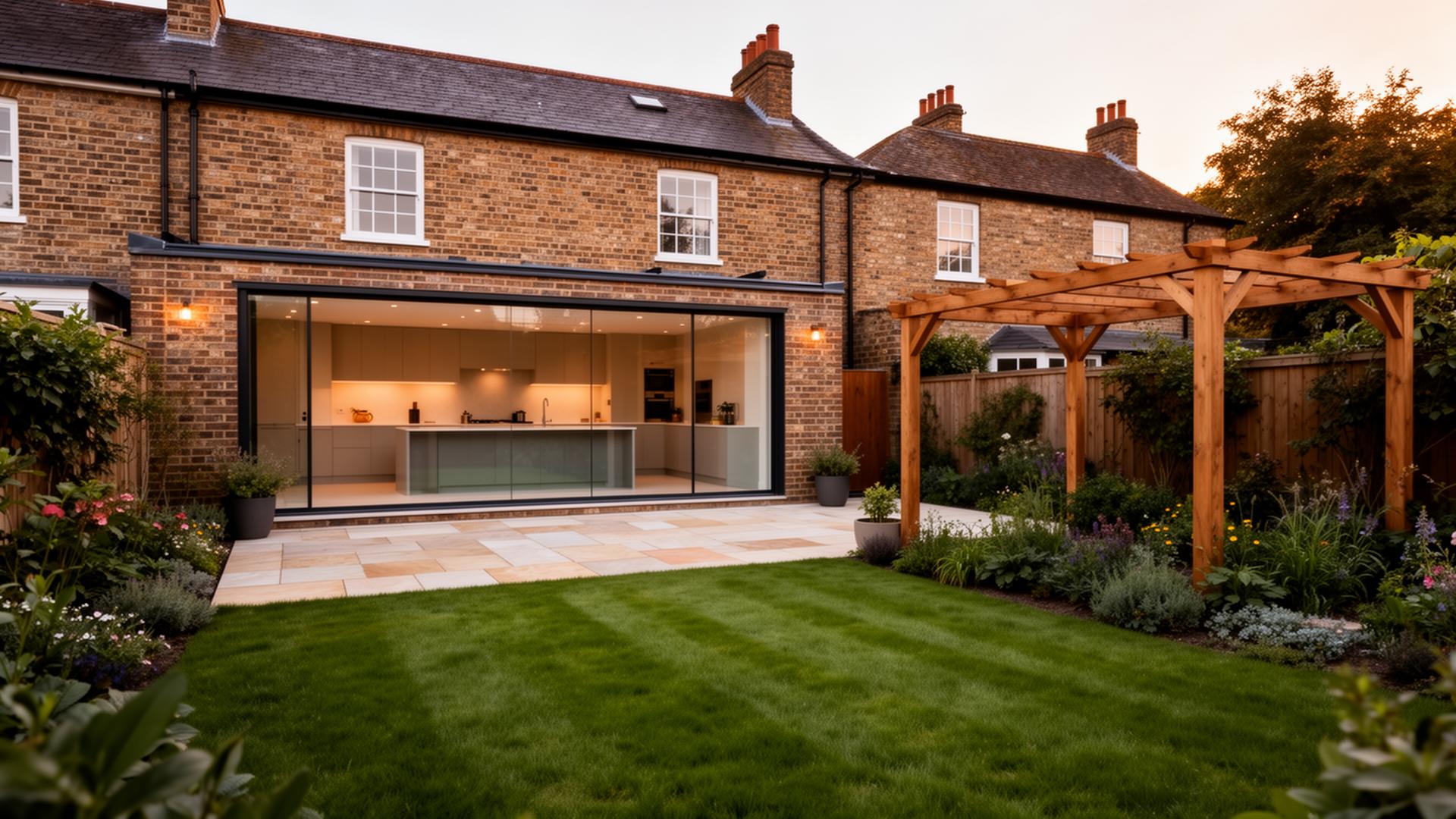 Beautifully renovated London townhouse exterior with landscaped front garden